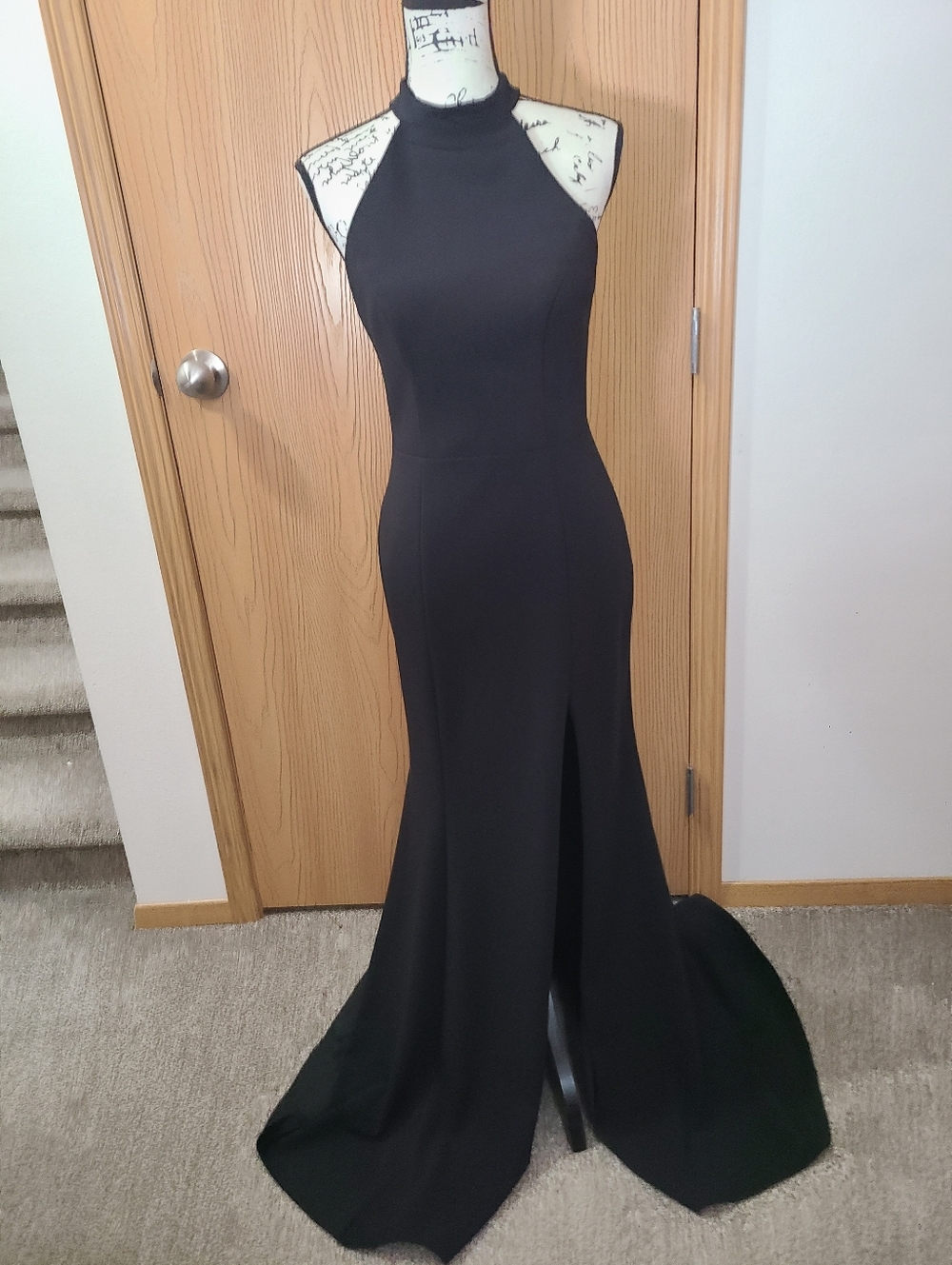Bhldn High Neck Halter Slit Formal Wedding Guest Cocktail Bridesmaid Maxi Dress - Picture 2 of 7